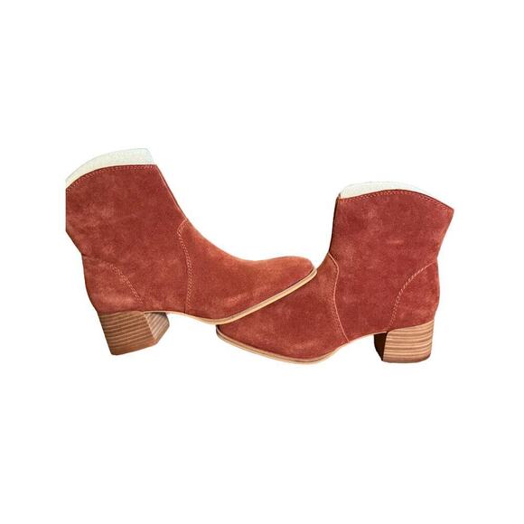 Lucky Brand Women 7.5 Autumn Brandy Soft Suede Western Cowgirl Chunky Heel Boot - Picture 3 of 9